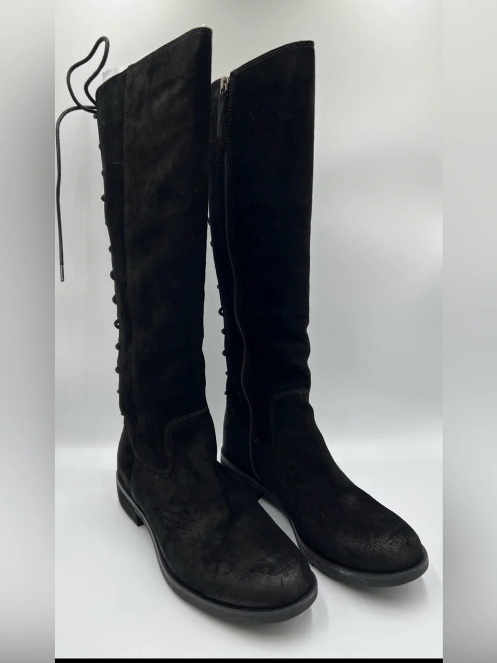 Sofft Sharnell II Aqua tall knee high boots black suede riding zipper new 8.5